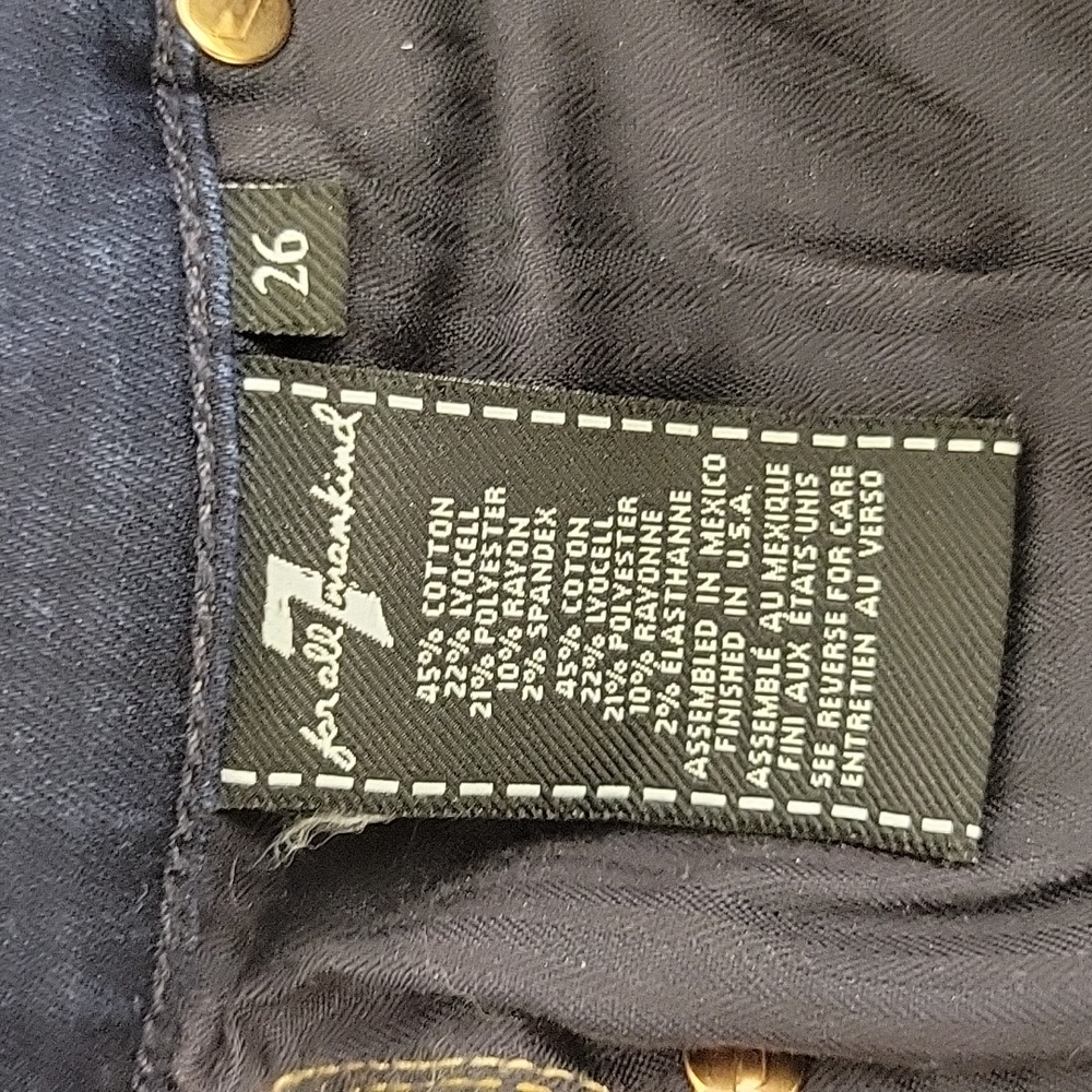 7 For All Mankind Dark Blue Ankle Skinny B (Air) Jeans, Women's 26 - Picture 8 of 9